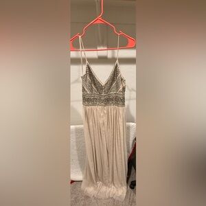 Adrianna Papell Beaded Maxi Dress - Bridesmaid Size 12 - Color Oyster